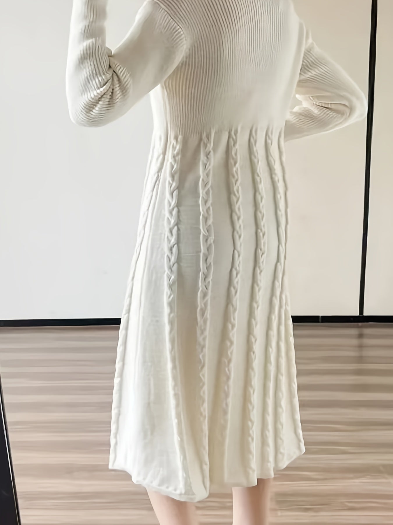 Plus Size Women's Long Sleeve Dress Stretchy Winter Tunic Fall Wardrobe