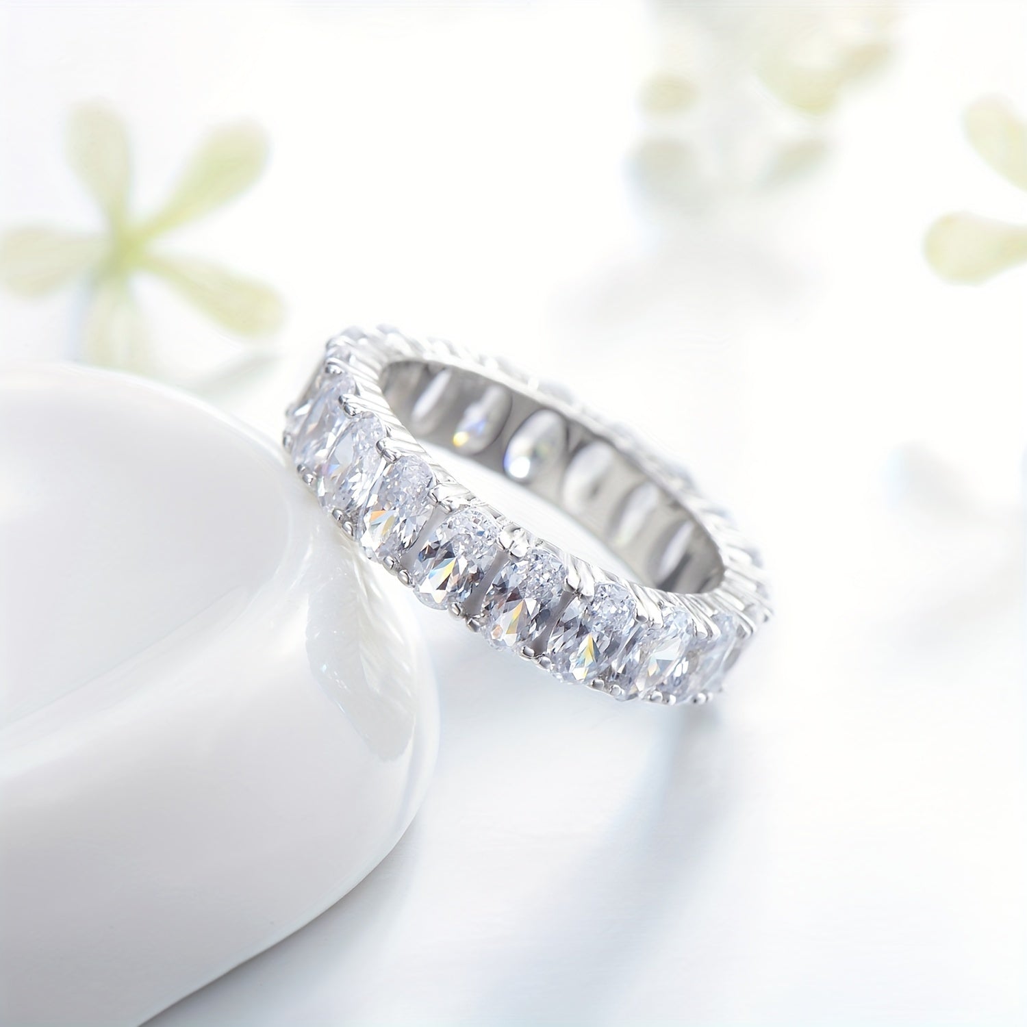 Потрясающее обручальное кольцо MODIAN из серебра 925 пробы с овальным синтетическим цирконием, с 4-лапковым креплением, вечная роскошная свадебная ювелирная изделие, идеальный подарок на день Марди Гра, универсальное украшение для любого сезона.