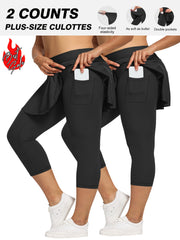 Women's High-Waist 7-Inch Skort Pants with Pockets Stretchy Soft Plus Size