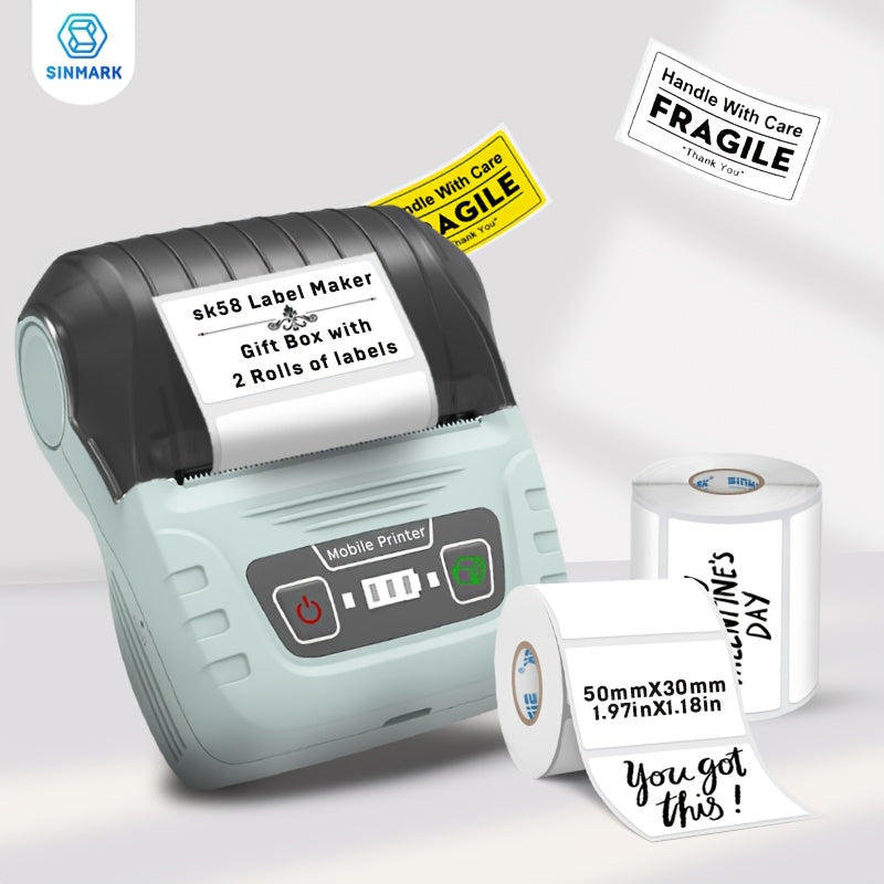 Mini Thermal Label Maker Portable Smartphone-Compatible USB Rechargeable Monochrome Printer for Labels