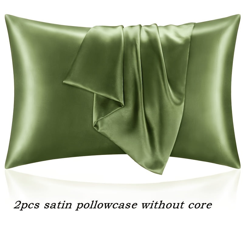 Set of 2 White Satin Pillowcases Breathable Cooling Hypoallergenic Sleep