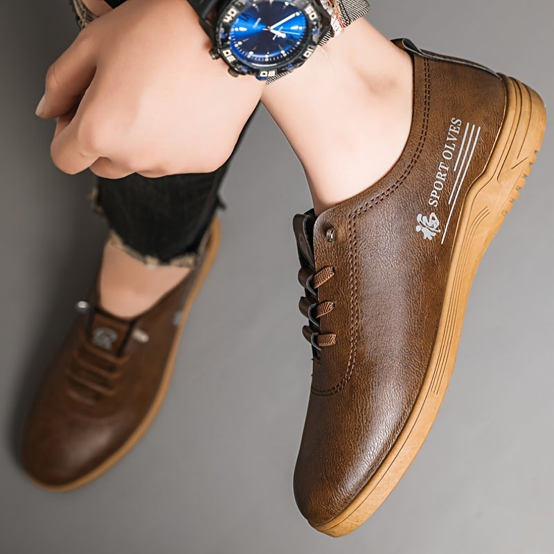 Men's Casual Business Sneakers Solid Color Slip-On Shoes Pointed Toe Rubber Sole