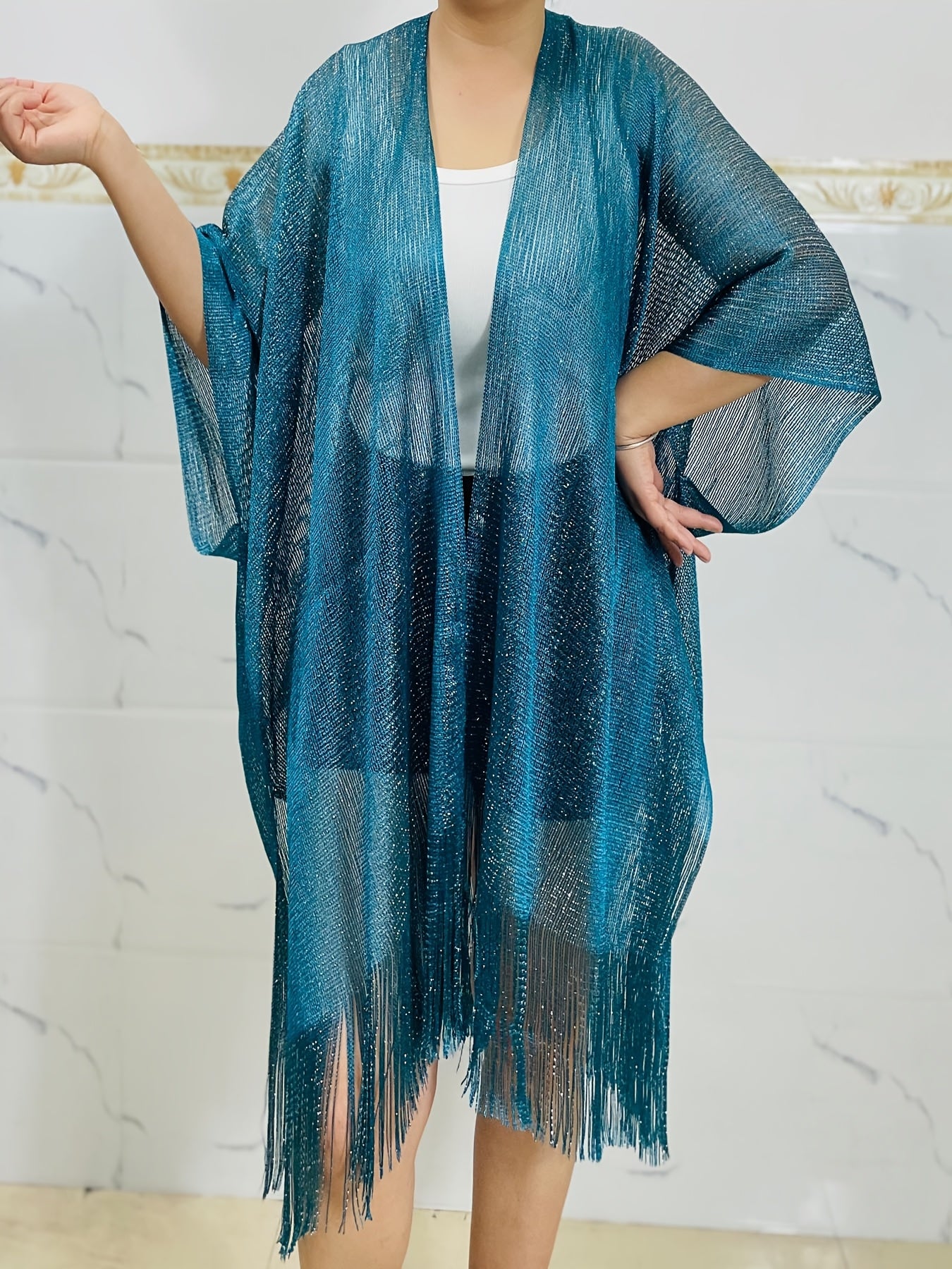 Plus-Size Women's Lightweight Batwing Scarf Shawl Semi-Sheer Cover-Up