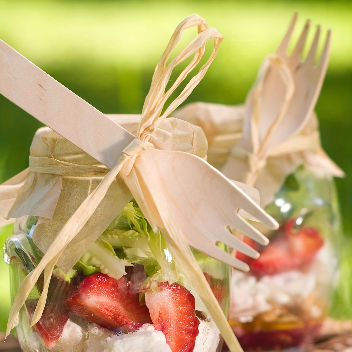 Set of 100 Birch Wood Disposable Cutlery Forks for Ice Cream, Fruit, Dessert