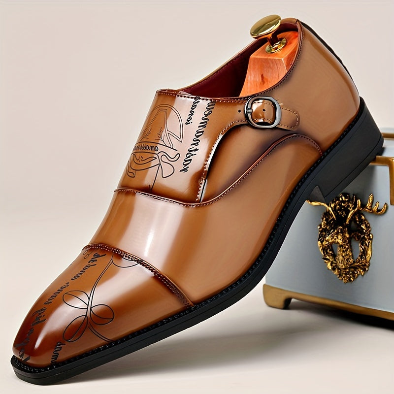 Men's Casual Shoes Large Size Buckle Design Solid Color Leather Comfortable All-Season