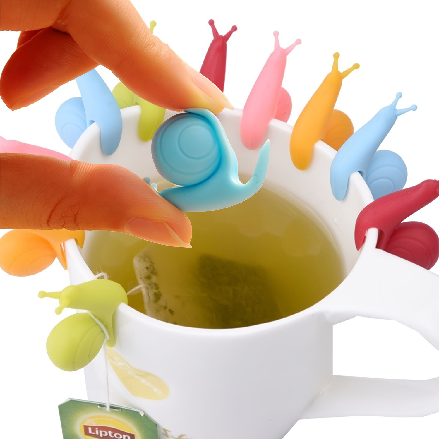 10-Piece Snail-Shaped Silicone Tea Bag Holders and Labels for Tea Enthusiasts