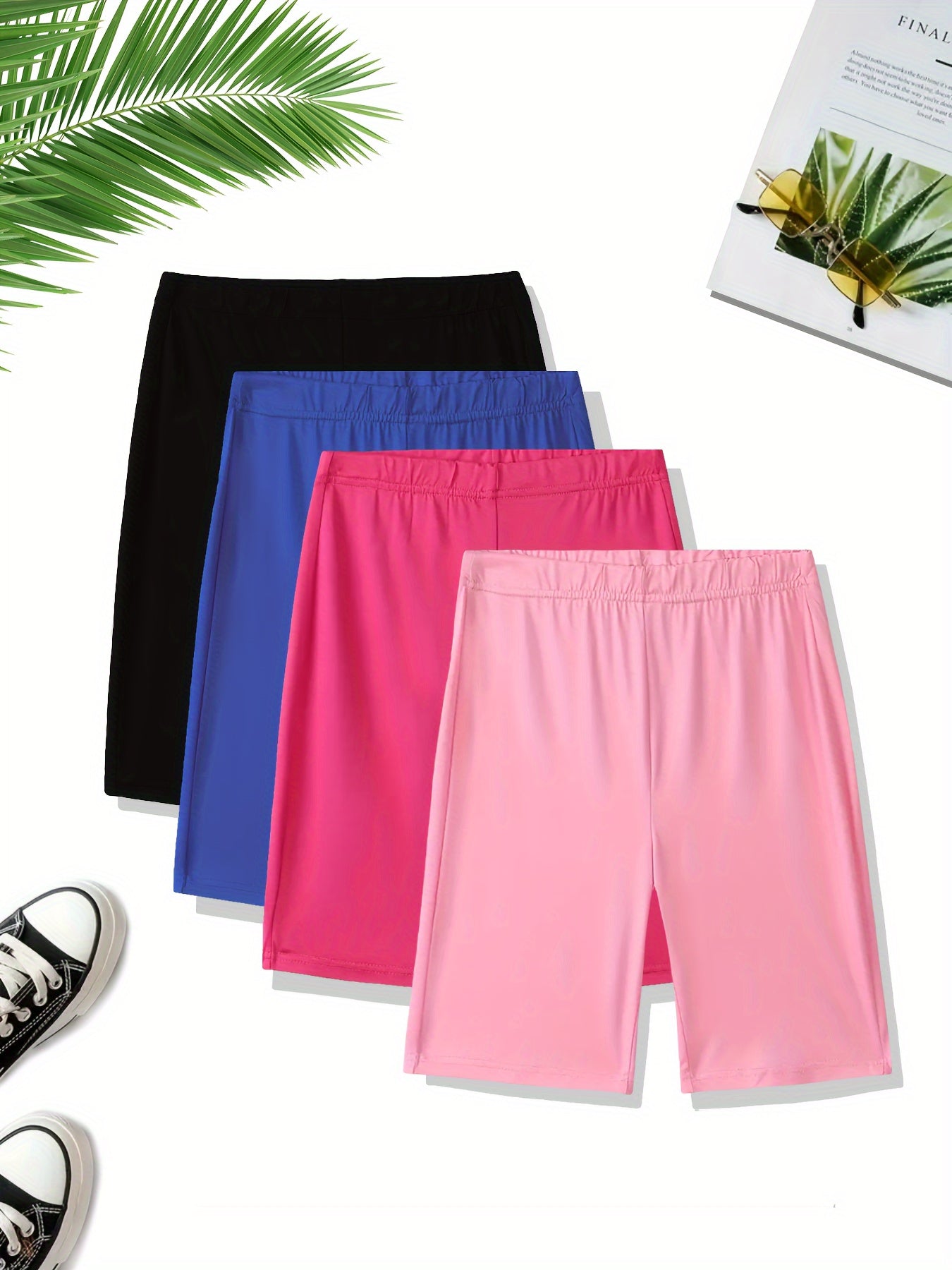 Women's Casual Sports Shorts Set Four Pieces Breathable Athletic Wear