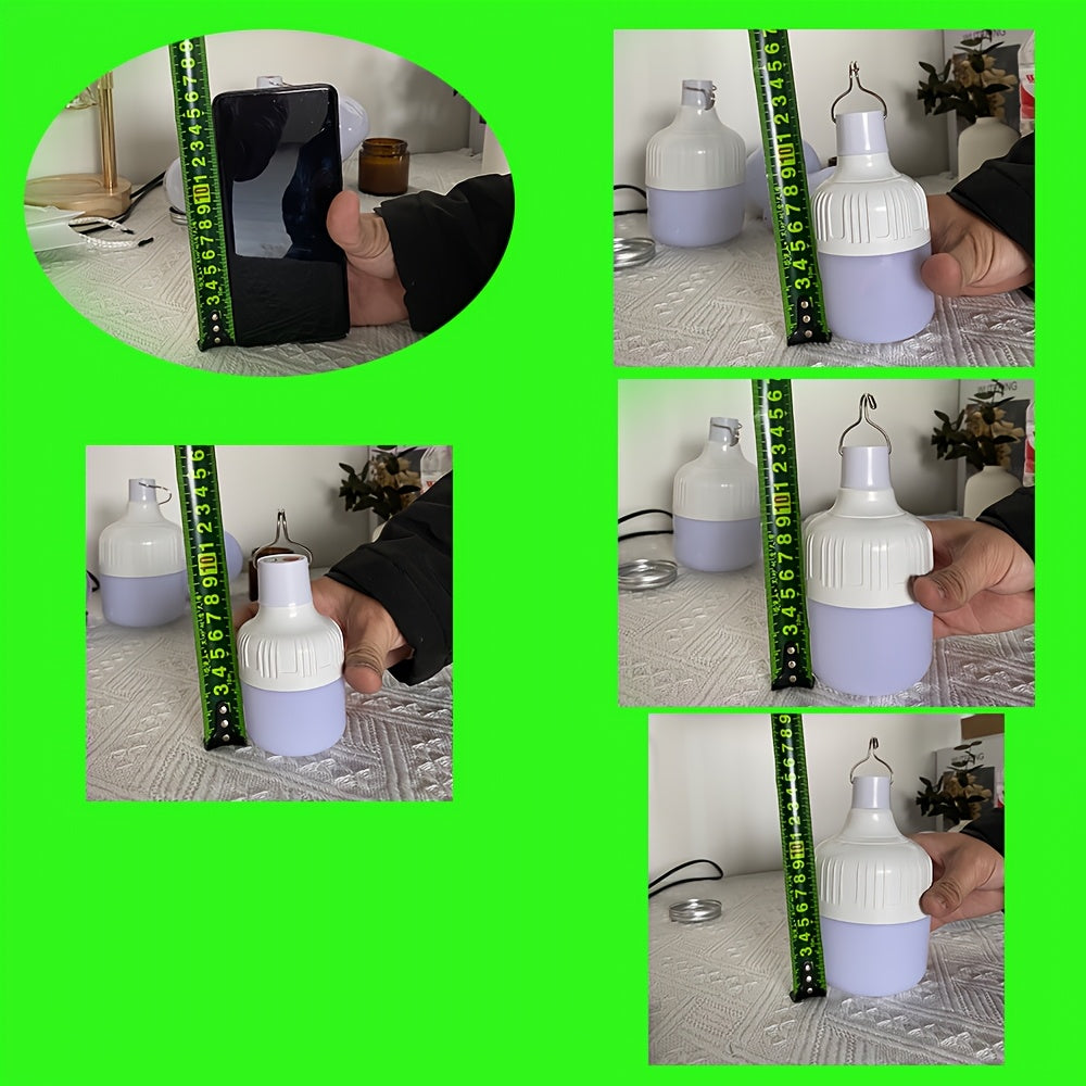 Linterna de camping LED recargable con función de atenuación, luz portátil para exteriores, beige