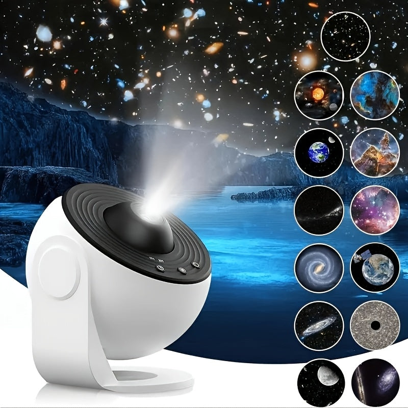 Indoor Rotating Galaxy Starry Sky Projection Light with 12 Films for Bedroom Atmosphere