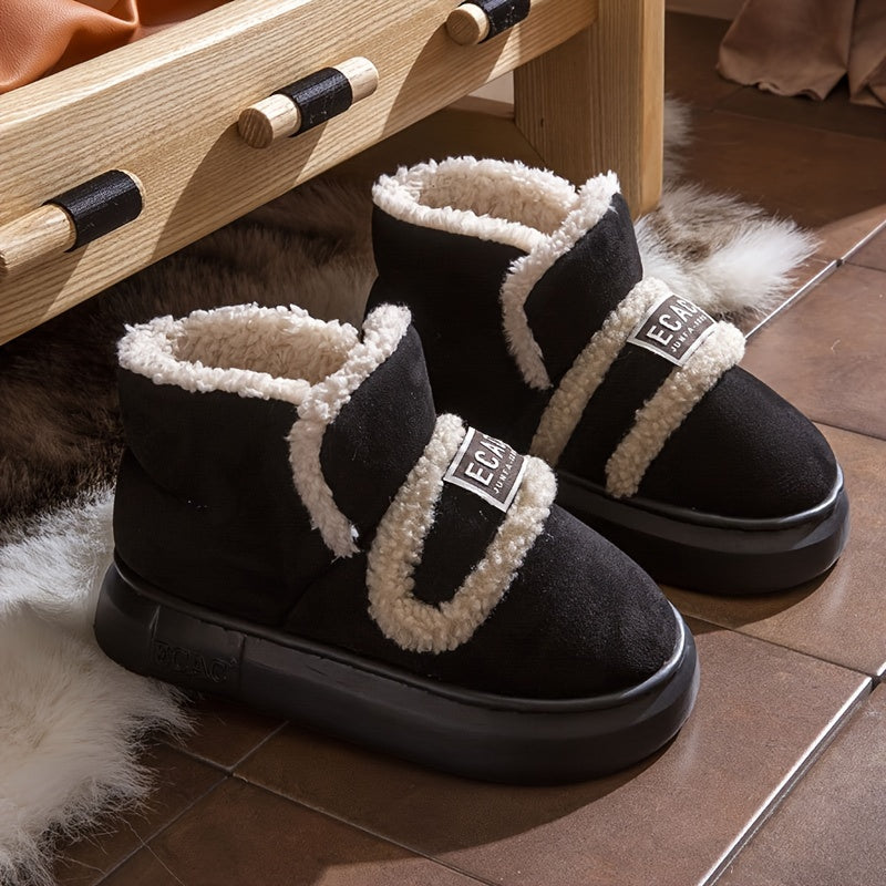 Women's Ankle Boots Minimalist High-Top Short Plush Lined Color Block