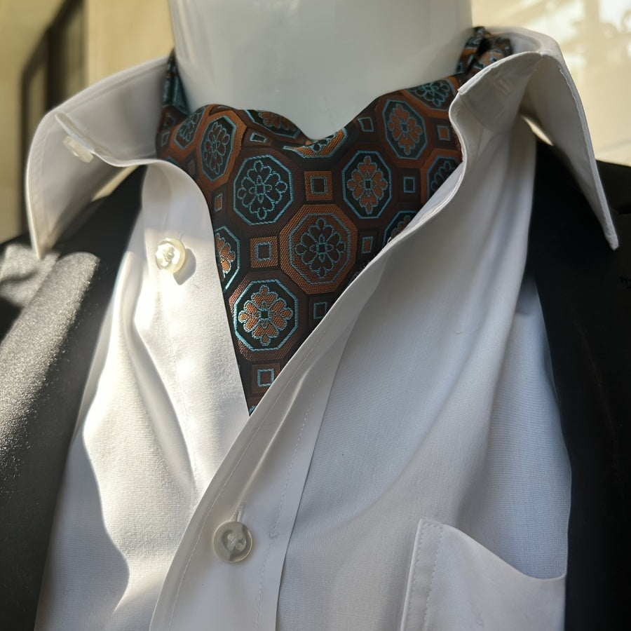 Men's Burgundy Blue Flower Suit Neck Scarf Casual Formal Dress Shirt Accessory