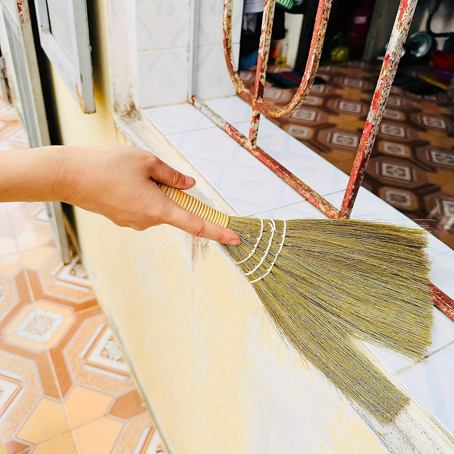 Vietnamese Soft Broom with Plastic Handle for Indoor Outdoor Sweeping