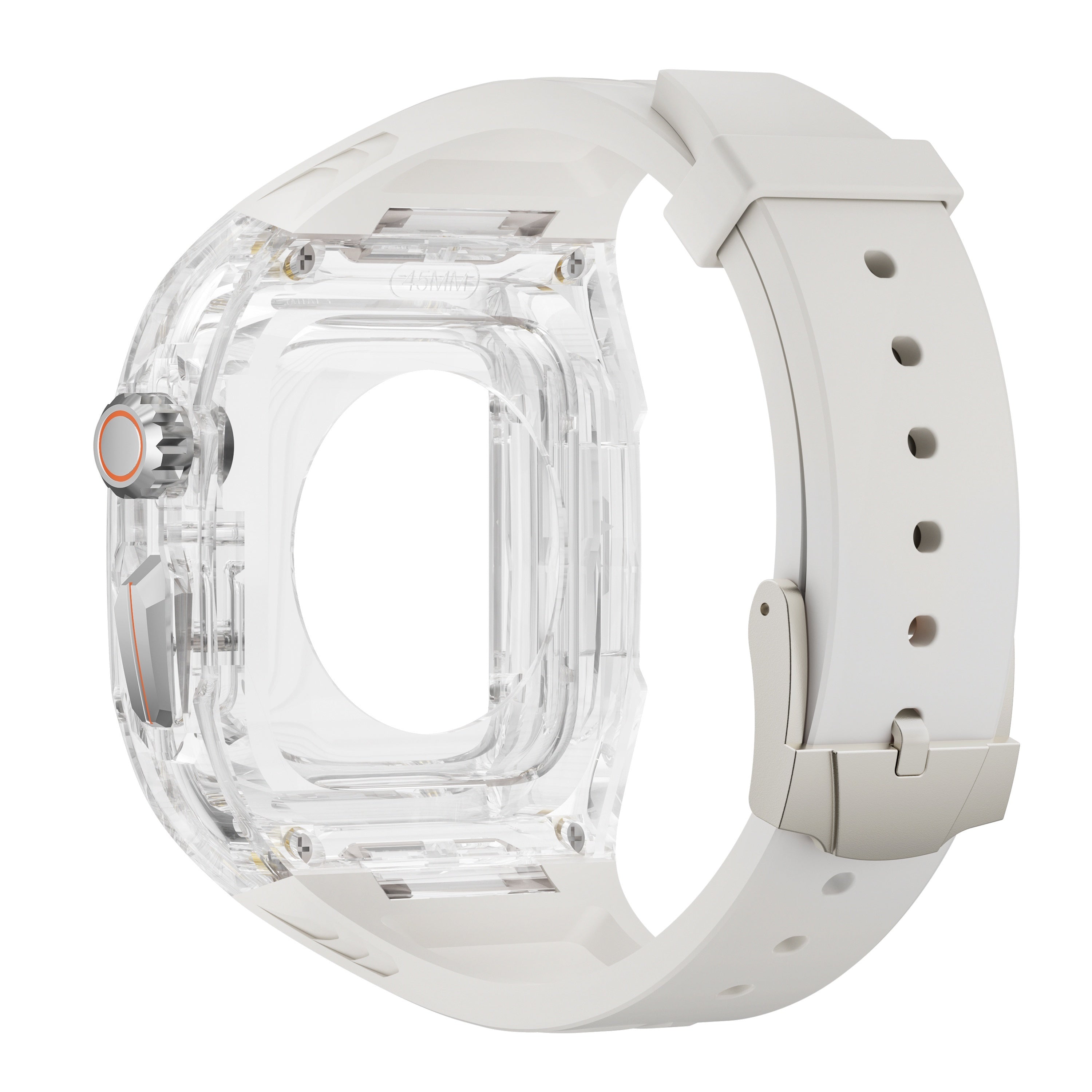 Smartwatch Band TPU Strap with Transparent PC Case for iWatch 9 8 7 6 5 4 SE 44mm 45mm Sport Business Banquet