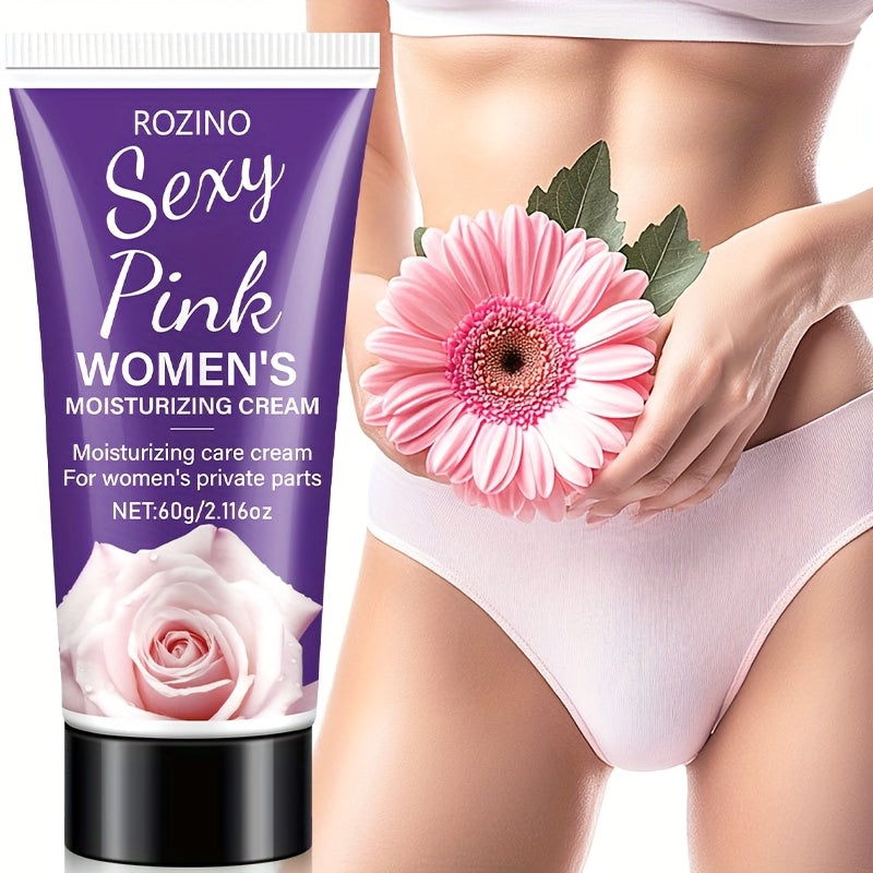 ROZINO 60g Intim Qism Kreemi, Atirgul Hidli, Gippoallergenik, Vitamin E va O'simlik Ekstraktlari bilan Namlantiruvchi, Barcha Terilar Turi uchun Mos, Quruq Teriga Yaroqli, Maxfiy Nozik Teri Parvarishi uchun