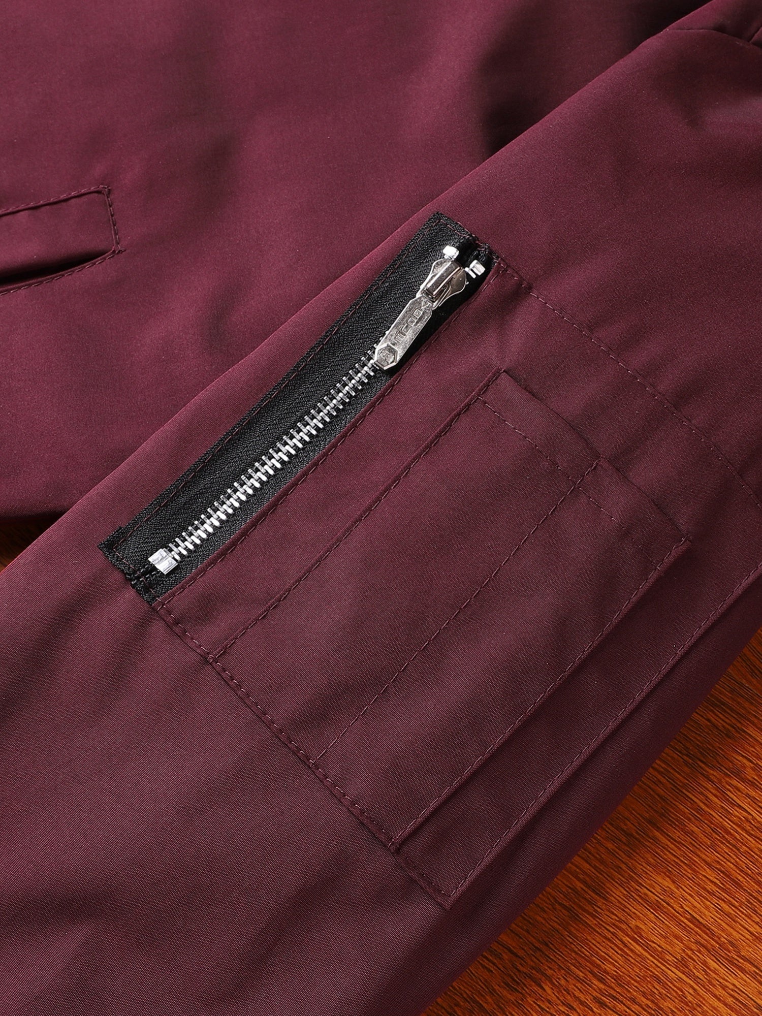 Men's Plus Size Black Lightweight Polyester Bomber Jacket with Zipper and Side Pockets