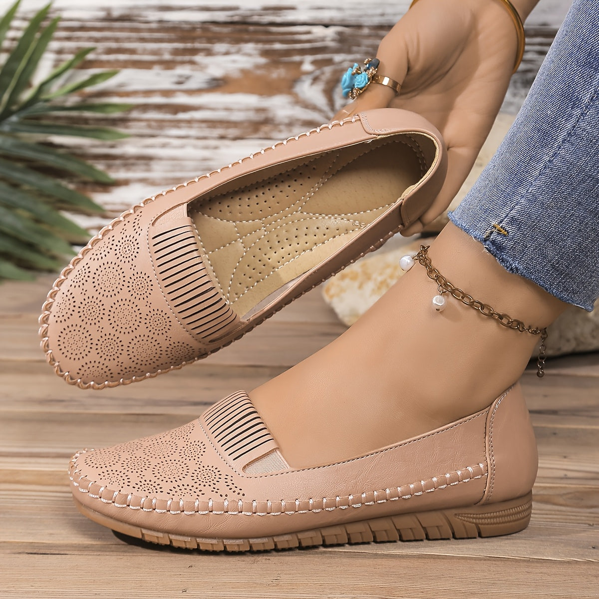 Women's Casual Slip-On Flats Faux Cover Upper Soft Fabric Lining