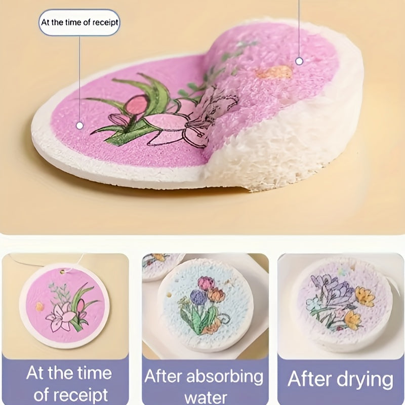 Thick Cellulose Sponges Pack, Absorbent, Double-Sided, Hanging Rope