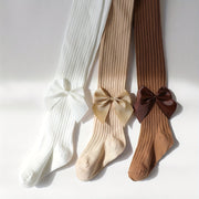 Girls' Striped Bowknot Tights Polyester Spandex All-Season for Girls 12 and Under