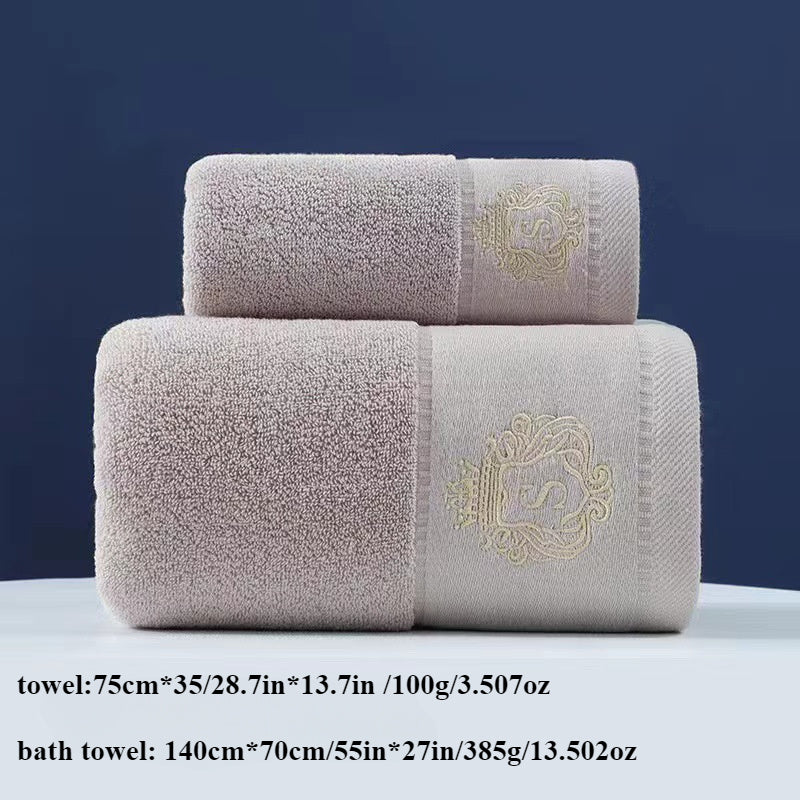 Cotton Bath Towels with Crown Embroidery 380 GSM Knit Fabric