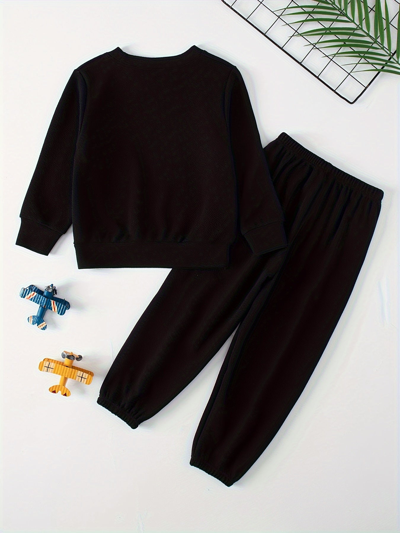 Kids' Casual Sweatshirt and Pants Set Polyester Spandex Solid Color Long Sleeve Crew Neck Regular Fit