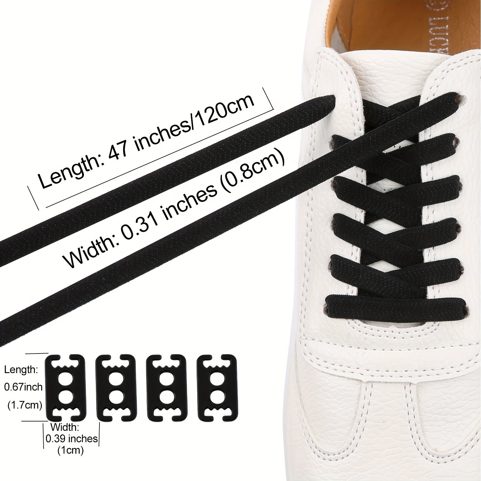 1 juft elastik No-Tie poyabzal lentalari uchun sneakers kanvas poyabzal