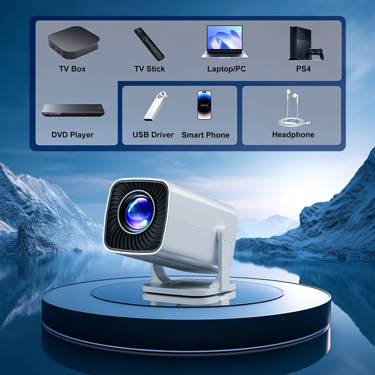 Portable 3000+ Lumens LED Video Projector for Home Theater Camping Office