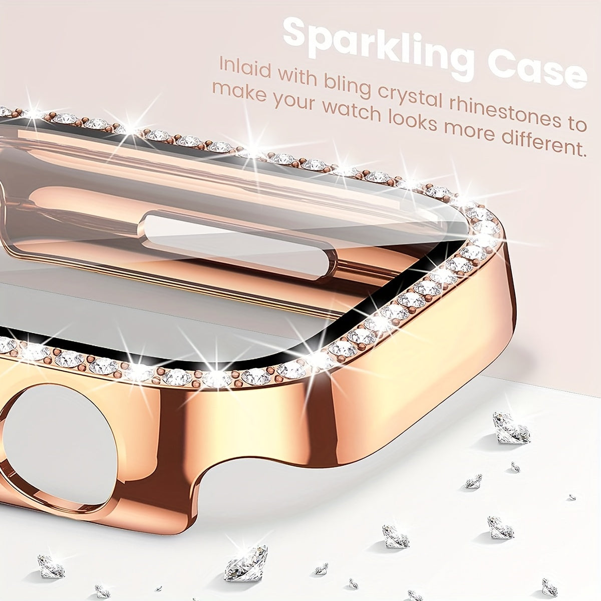 Women's Shiny Diamond PC Watch Shell with HD Hardened Glass Screen Protector for Apple Watch 40mm 44mm 45mm 49mm