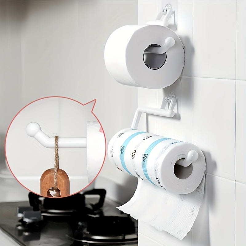 Soporte de papel de cocina de plástico para montaje en pared, dispensador, estante de almacenamiento