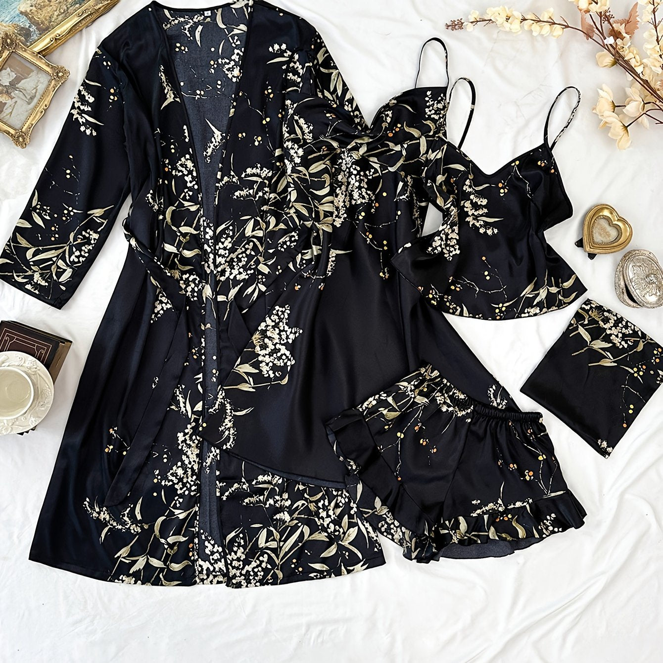 Juego de 5 camisones y conjuntos de pijama para mujer transpirables con estampado