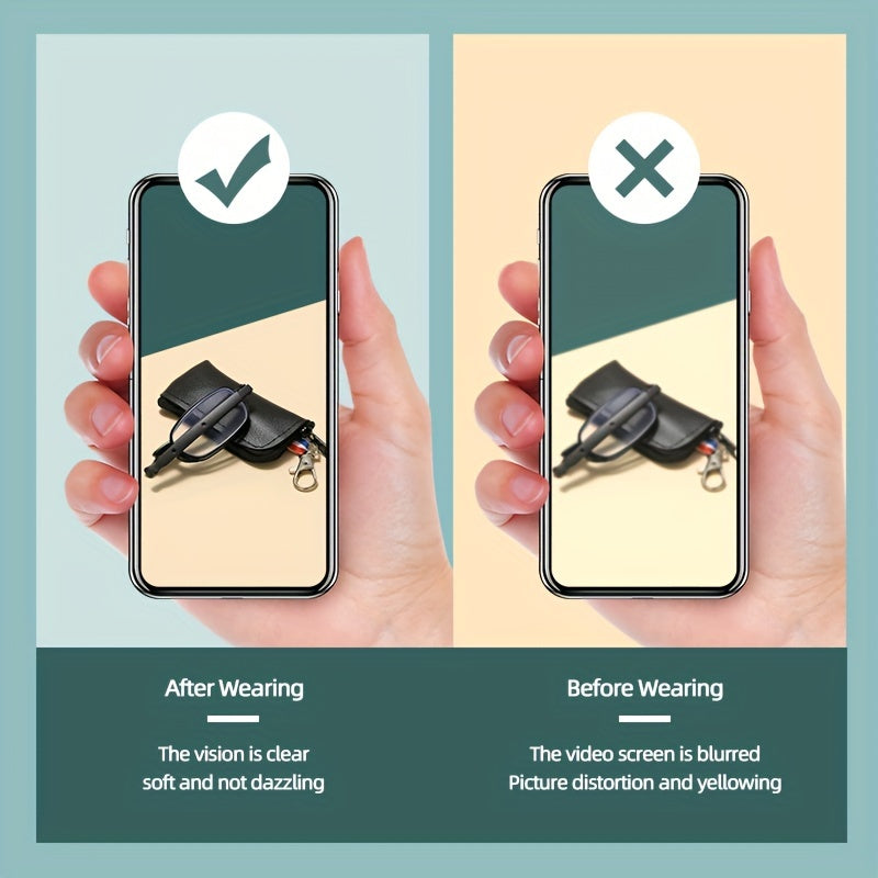 Purple Folding Reading Glasses with Blue Light Blocking and Magnification