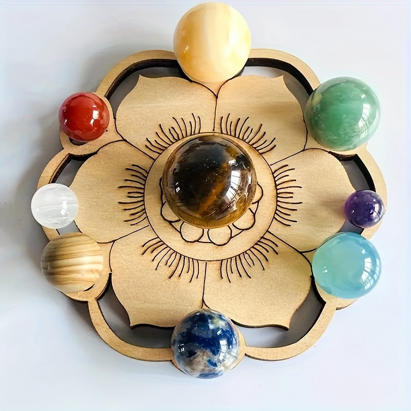 Conjunto de nueve piedras preciosas de cristal natural que representan los planetas del sistema solar para decoración y regalos