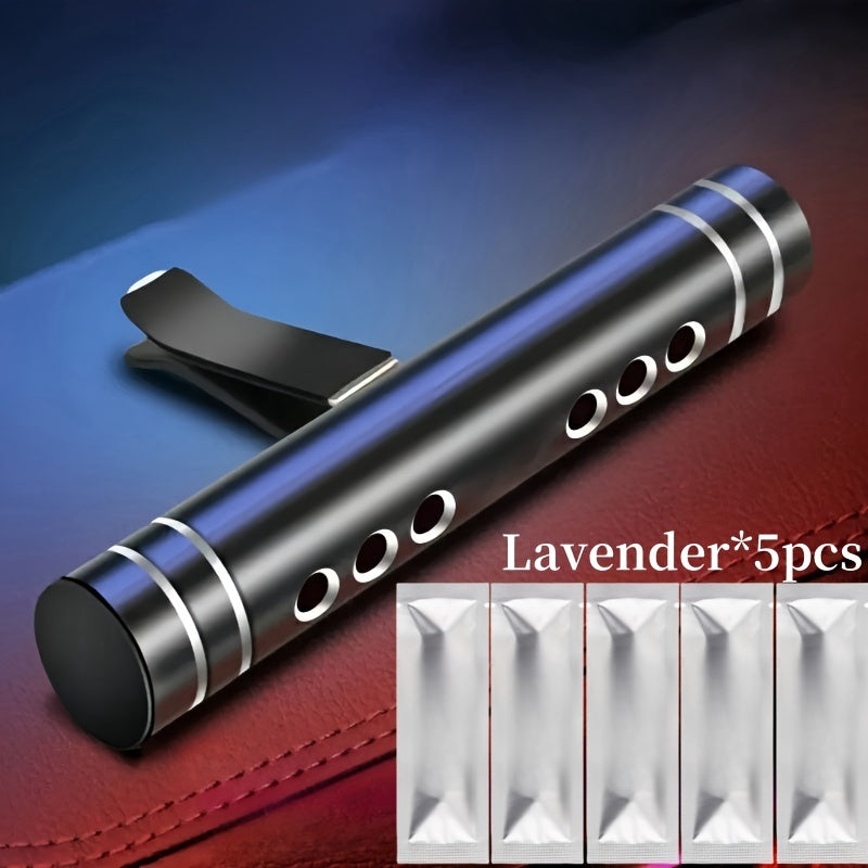 6 Pieces Car Air Freshener Aluminum Alloy Diffuser with 5 Refills Odor Eliminator