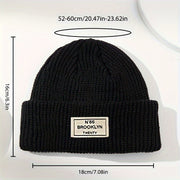 Teen Knit Beanie with Trendy Label Design, Lightweight, Machine Washable