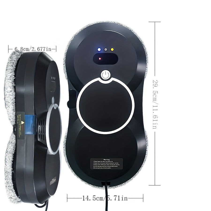 Electric Window Cleaning Robot with Remote Control Spray Machine Rechargeable Battery Silent Operation Black