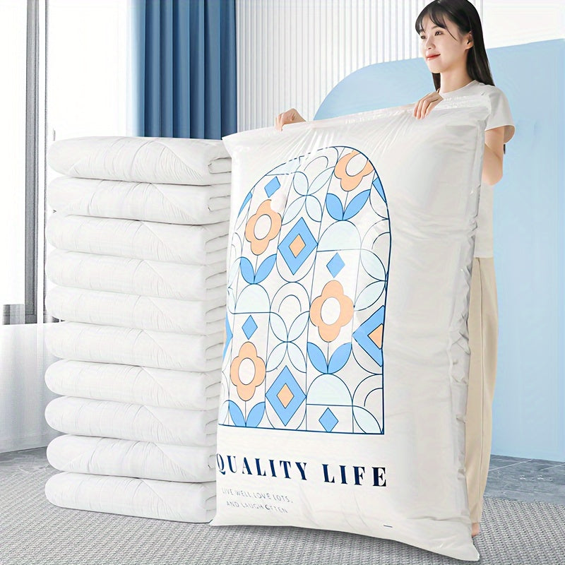 Vacuum Compression Storage Bags Set with Stained Glass Pattern for Clothes and Bedding