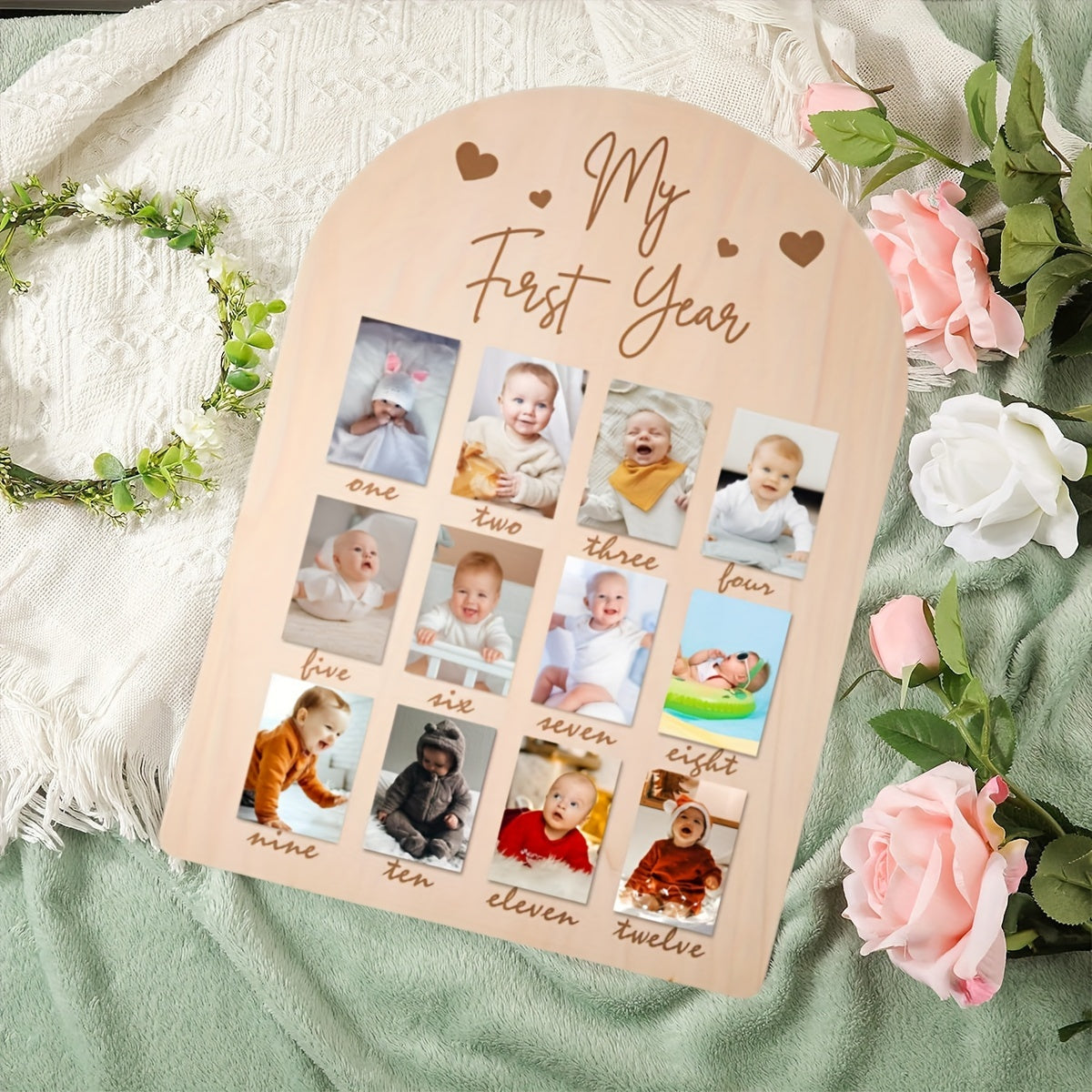 Деревянная фоторамка для празднования важных событий, настольная календарная карточка для домашнего декора - идеальный подарок на 1-й день рождения для мамы и декор детской комнаты