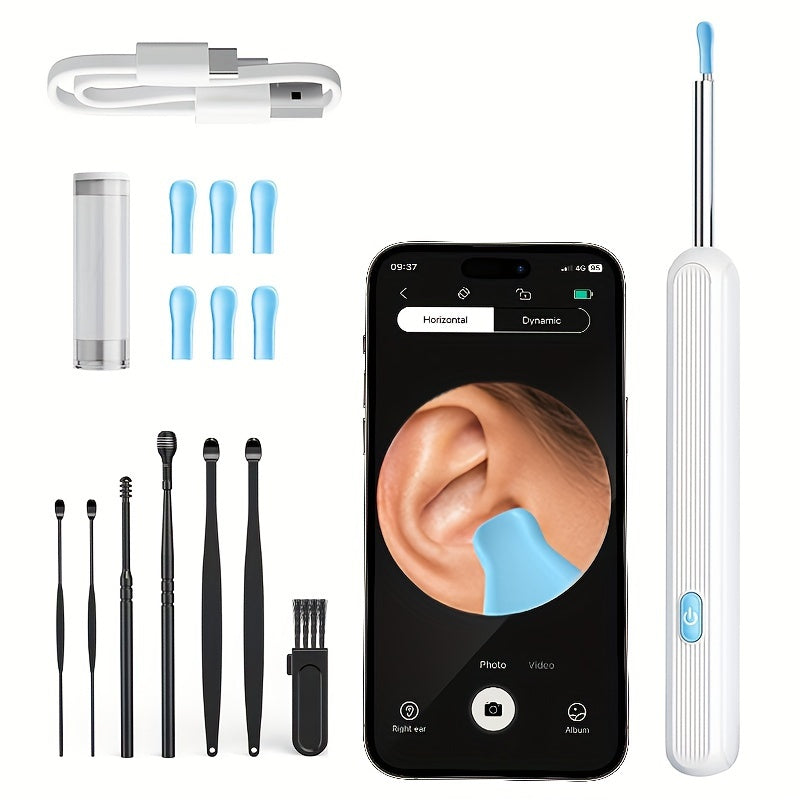 8-Piece Ear Wax Removal Kit with Camera and LED Lights for iOS Android Smartphones