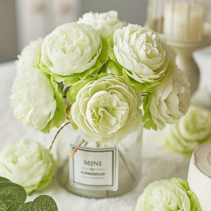 6 ярких стеблей искусственных пионов персикового и красного градиента, диаметр 7,98 см - идеально подходит для DIY свадебного декора, украшения тортов и центральных композиций для дома.