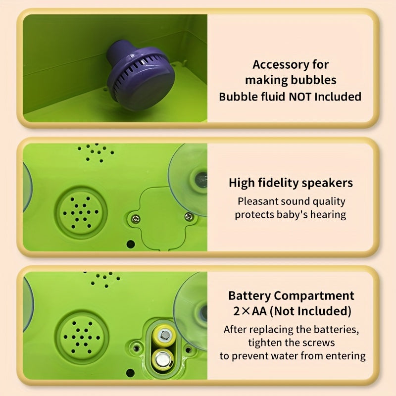 Bolalar uchun musiqa va sukut rejimi bilan dinozavr pufakchali vanna o'yinchoqi