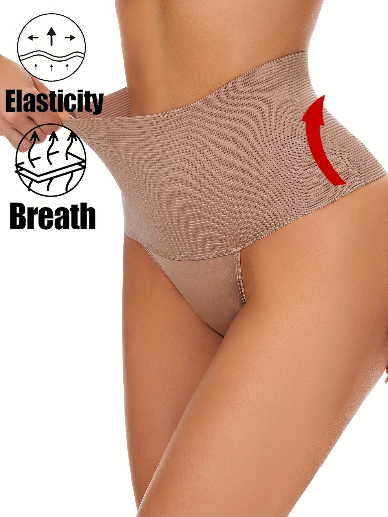 Panties moldeadoras de cintura alta para mujer, control de abdomen, tanga de color sólido