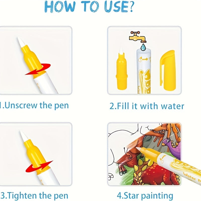 Kids Watercolor Coloring Book with Pen and Paint-by-Numbers Activities for Creative Kids