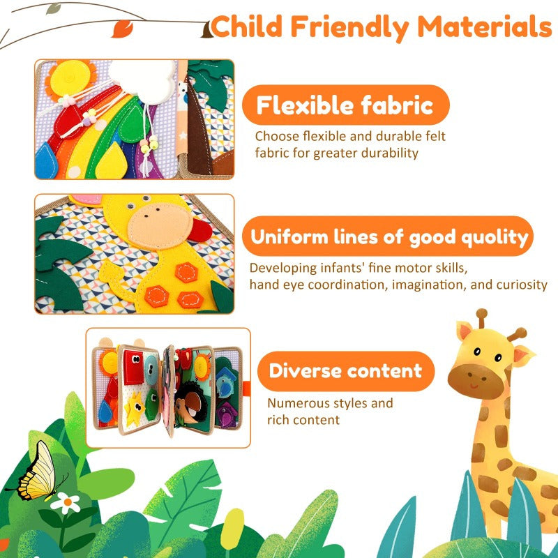 3D Фетровая Тихая Книга: Увлекательная сенсорная игрушка для маленьких детей, которая развивает навыки и способствует раннему обучению.