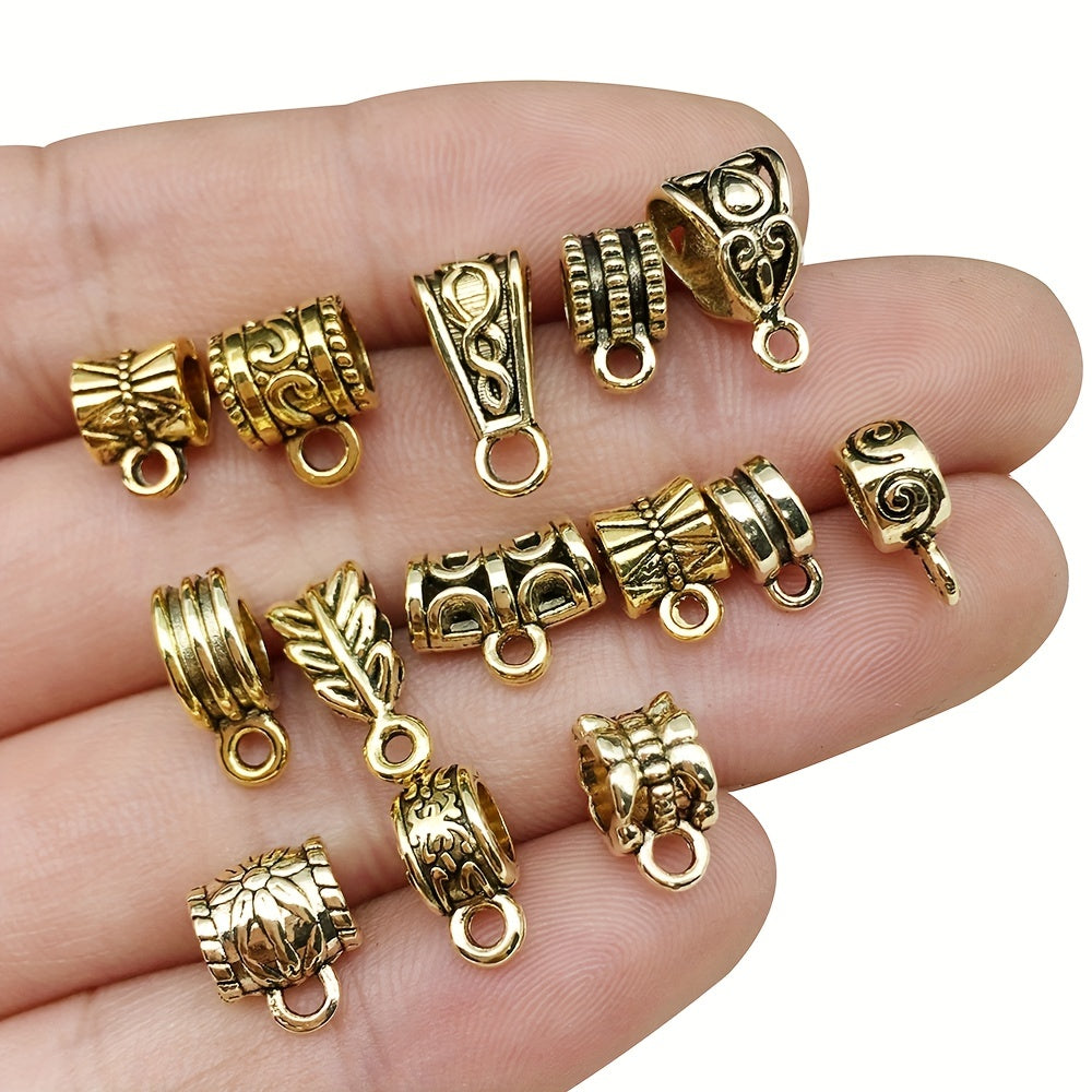 Antique Golden Zinc Alloy Bail Tube Beads for Jewelry Making European Bracelet Pendants Spacer Beads