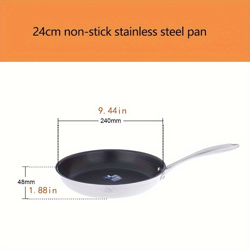 Премиальная сковорода из нержавеющей стали от Good Harvester - антипригарная, тройной слой для газовой и индукционной готовки, рекомендуется ручная стирка