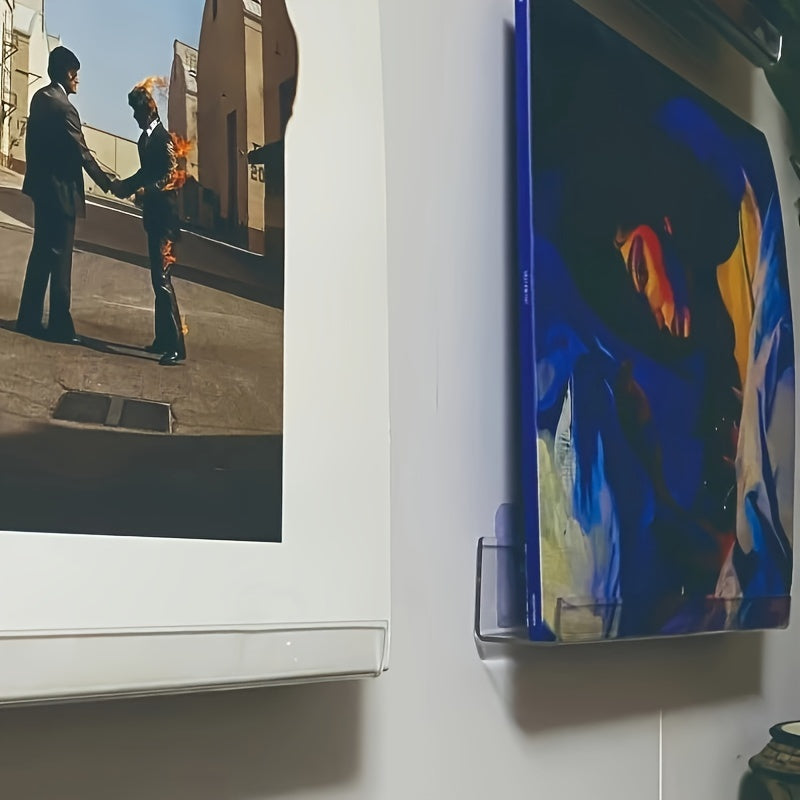 12-Inch Acrylic Record Rack Wall Mount Black for CDs and Vinyl Storage