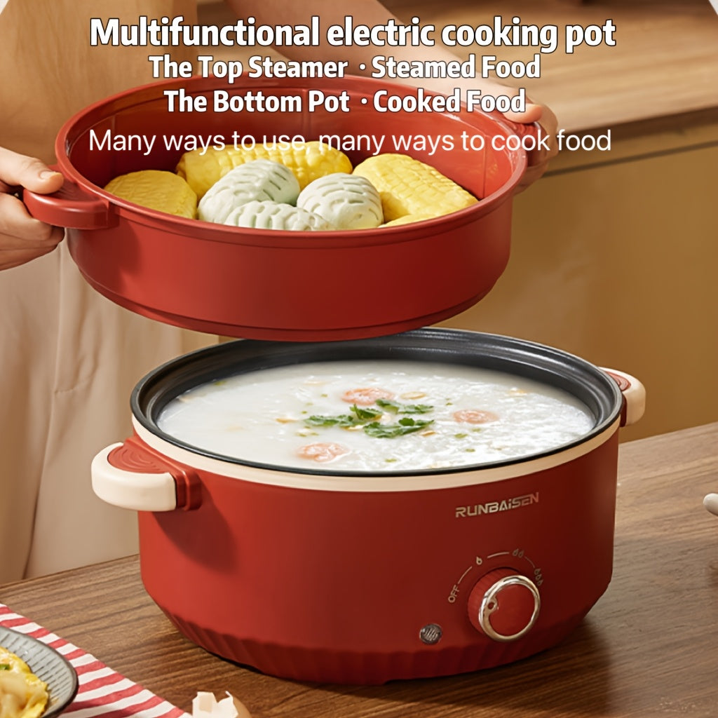 23.88cm Elektrik pishirish qozoni, ikki qavatli, yopishmaydigan, ko‘p funksiyali, oson taomlar uchun