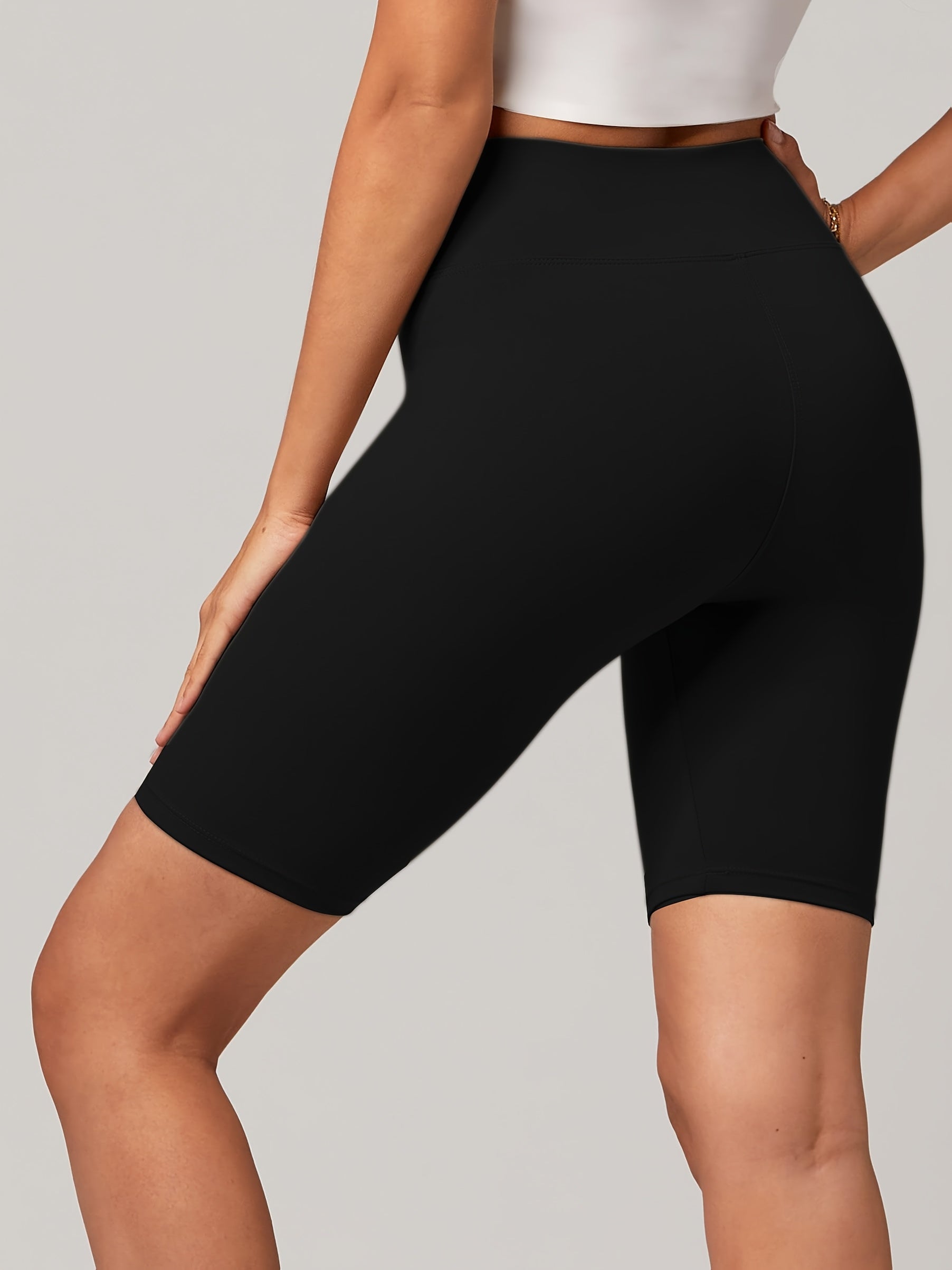 Plus Size High-Waisted Cycling Shorts Butt-Lifting Purple Elastic Fitness