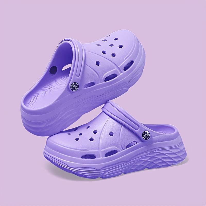 Women's Breathable Platform Clogs Non-Slip Beach Sandals Black White