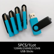 5-to'plam Ko'k USB 2.0 flesh drayverlari 128MB 256MB 512MB PC Mac uchun zaxira nusxasi
