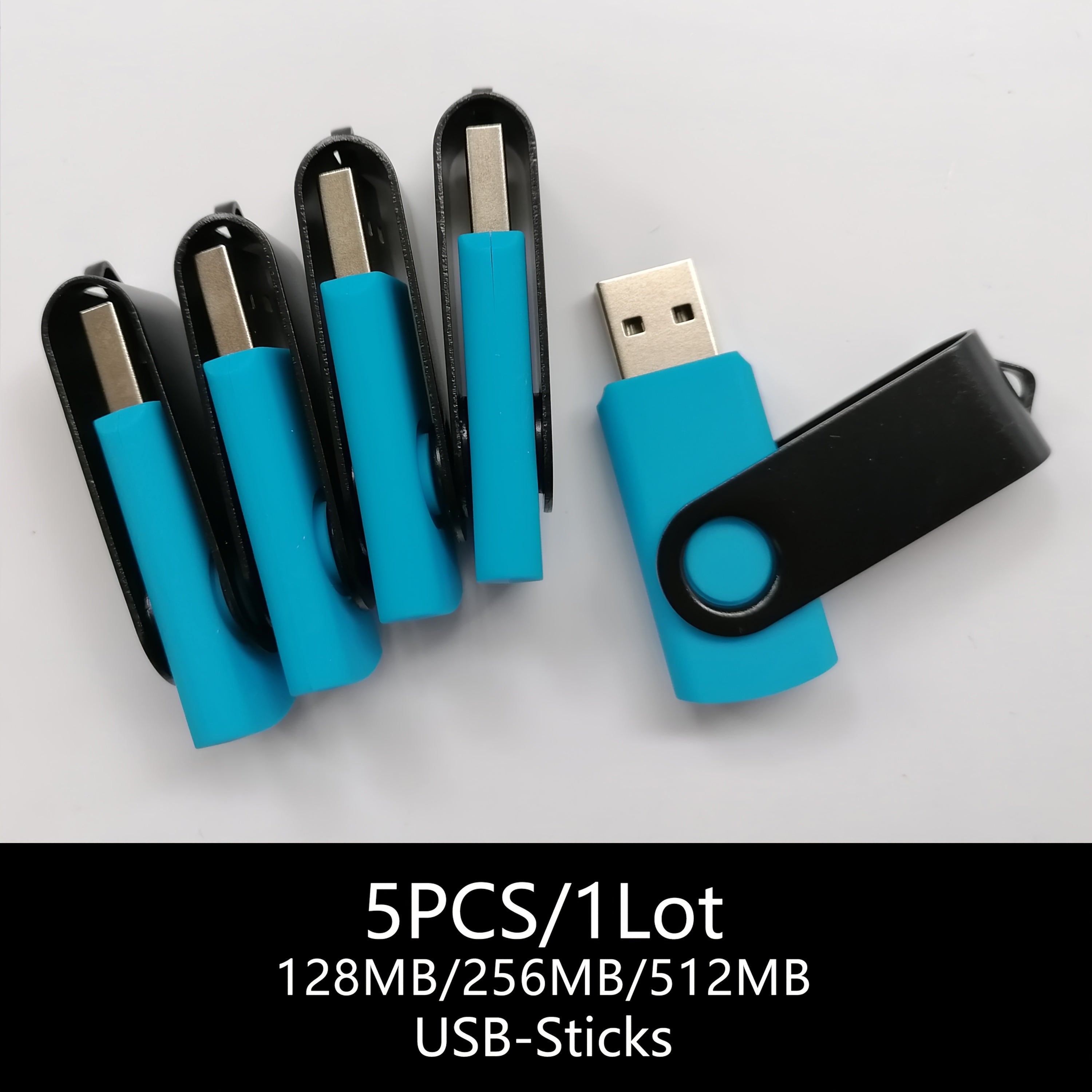 5-Pack Blue USB 2.0 Flash Drives 128MB 256MB 512MB for PC Mac Backup
